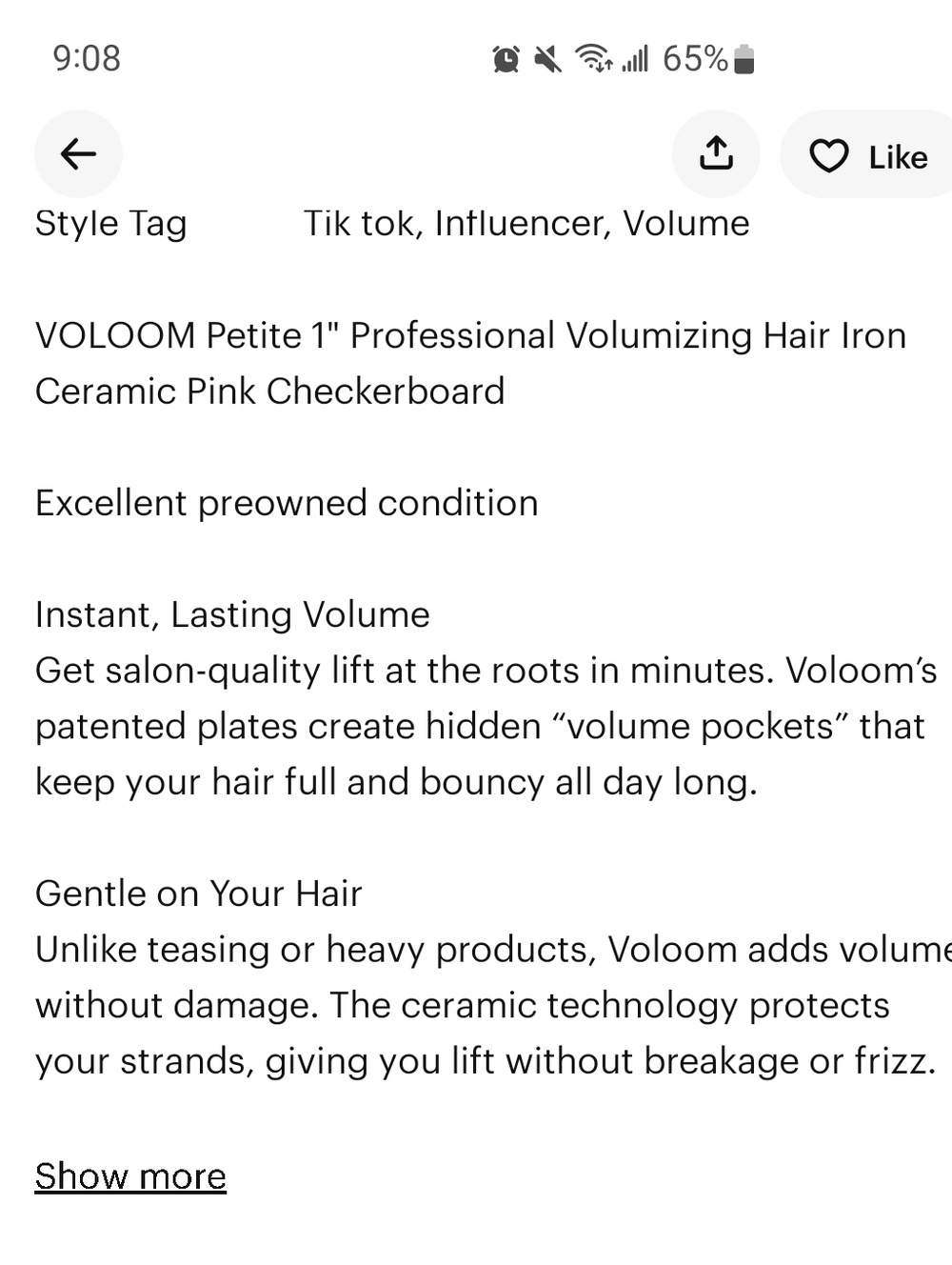 Voloom Pink Volumizing Ceramic Hair Iron - Picture 13 of 13